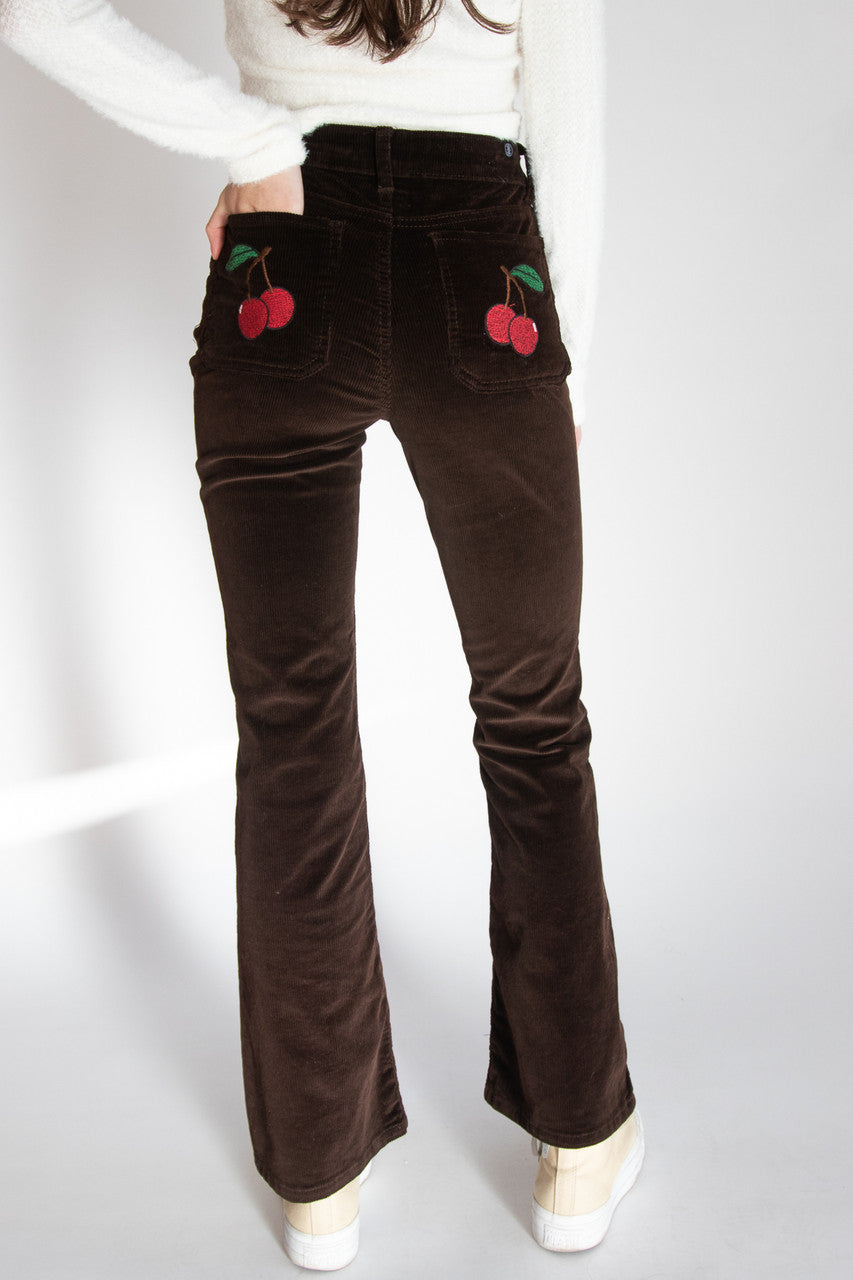 Pocket Applique Corduroy Flares