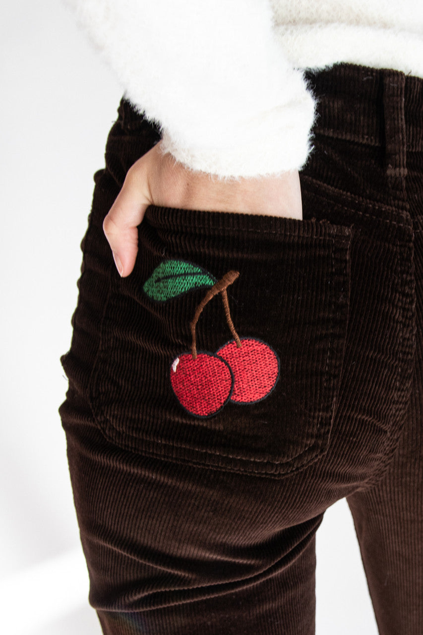 Pocket Applique Corduroy Flares