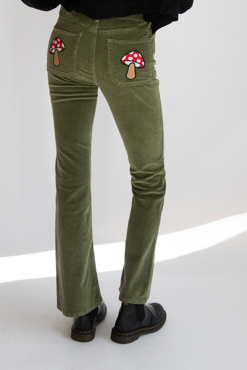 Pocket Applique Corduroy Flares