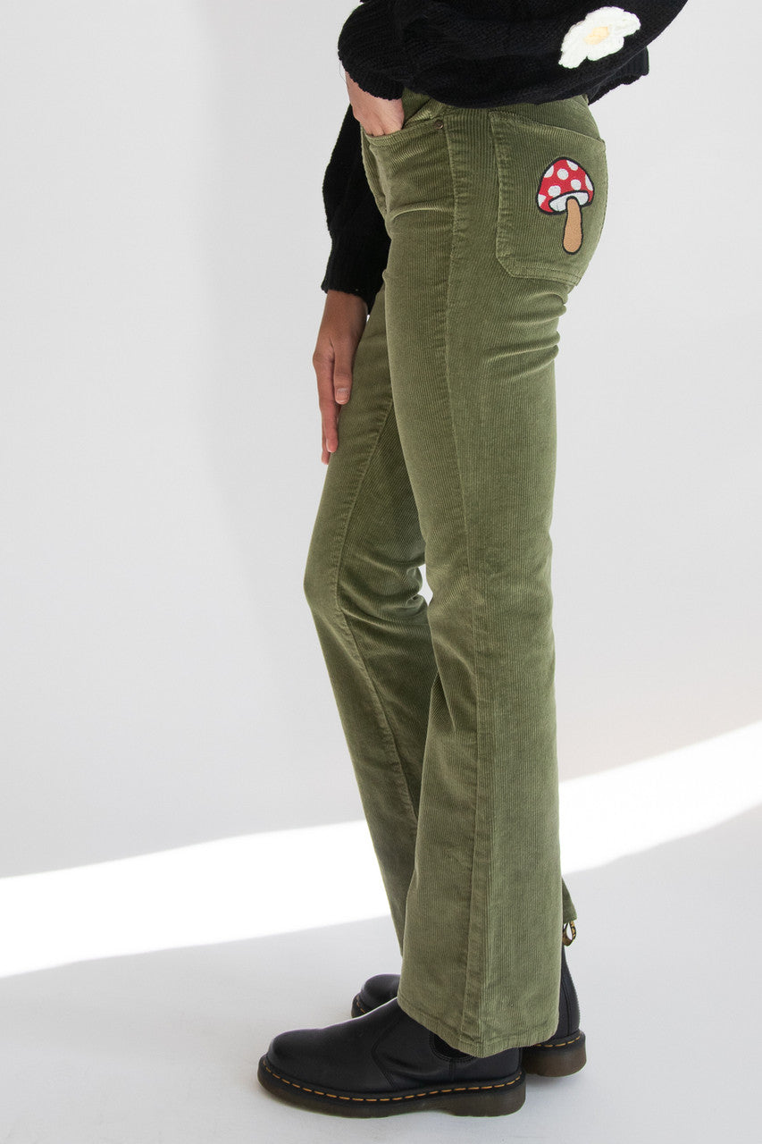 Pocket Applique Corduroy Flares