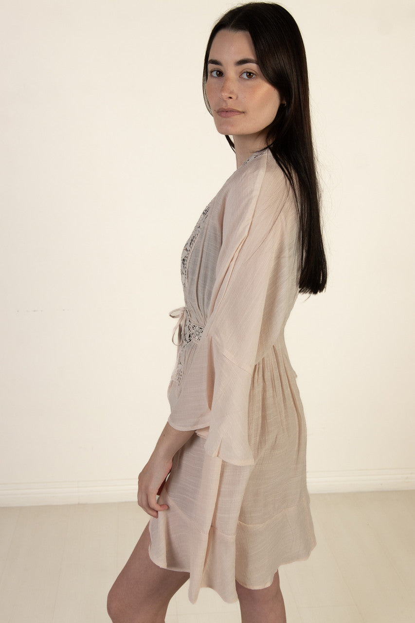 Cream Crochet Trim Duster