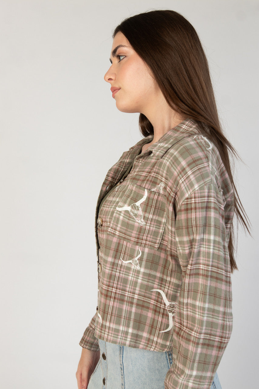 Cropped Screenprint Flannel