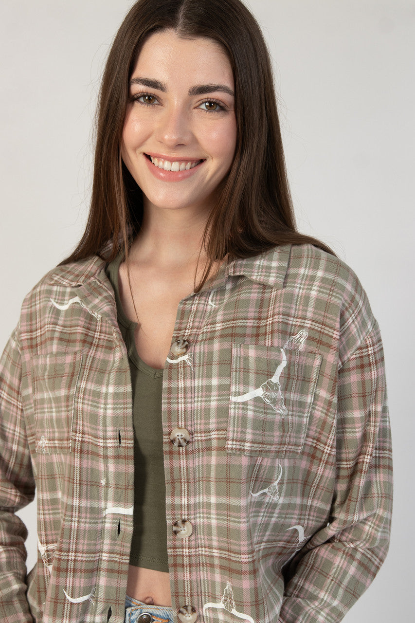 Cropped Screenprint Flannel