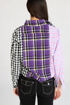 Cropped Patchwork Plaid Flannel Shirt