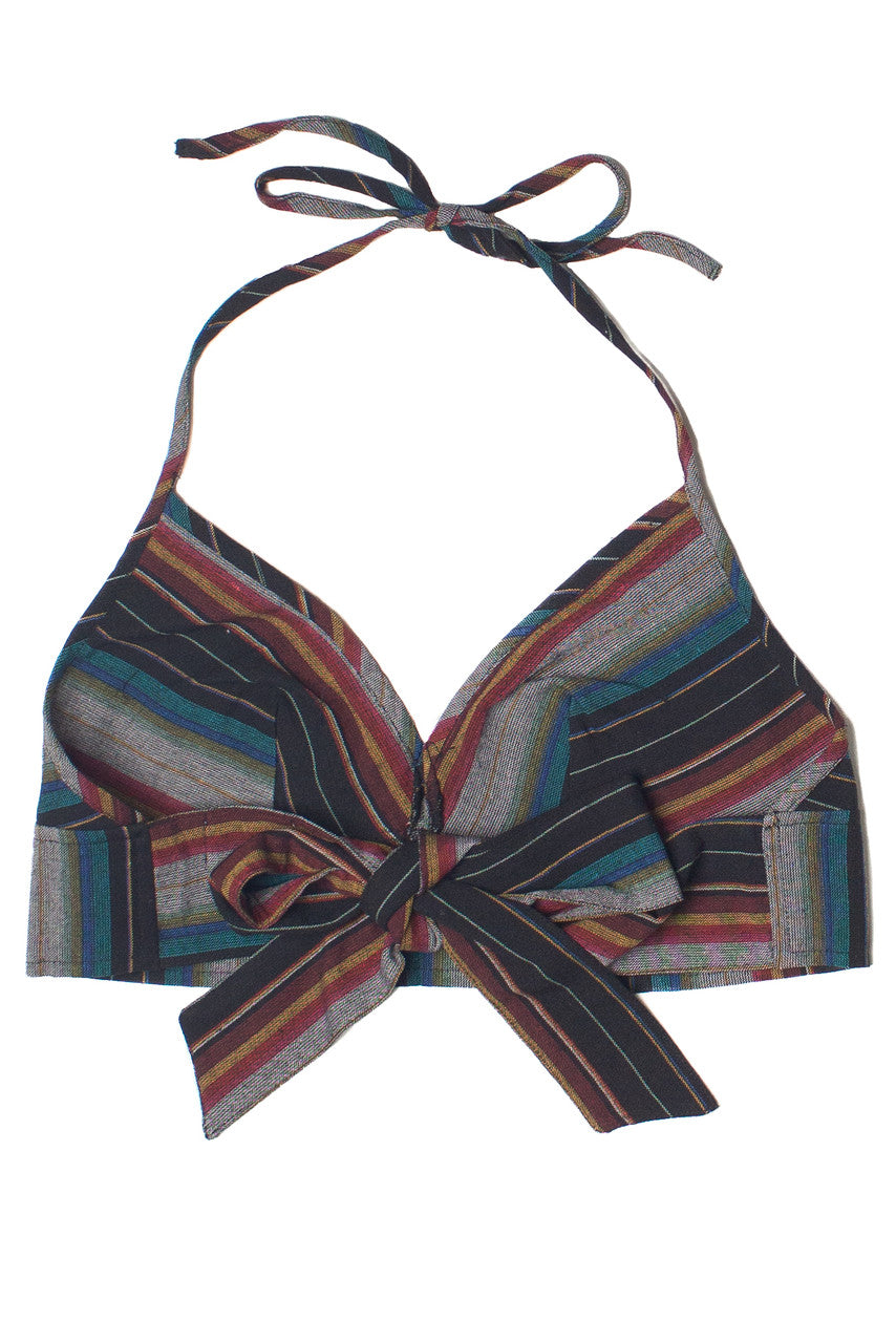 Striped Tie Back Halter Crop Top