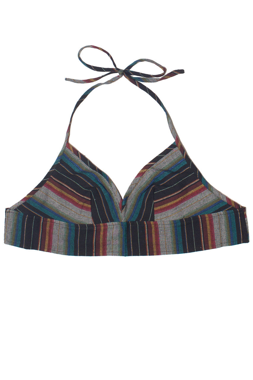 Striped Tie Back Halter Crop Top