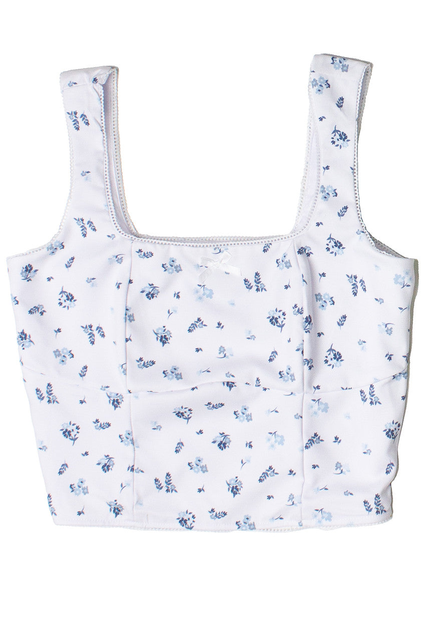 Patterned Picot Trim Bodice Tank