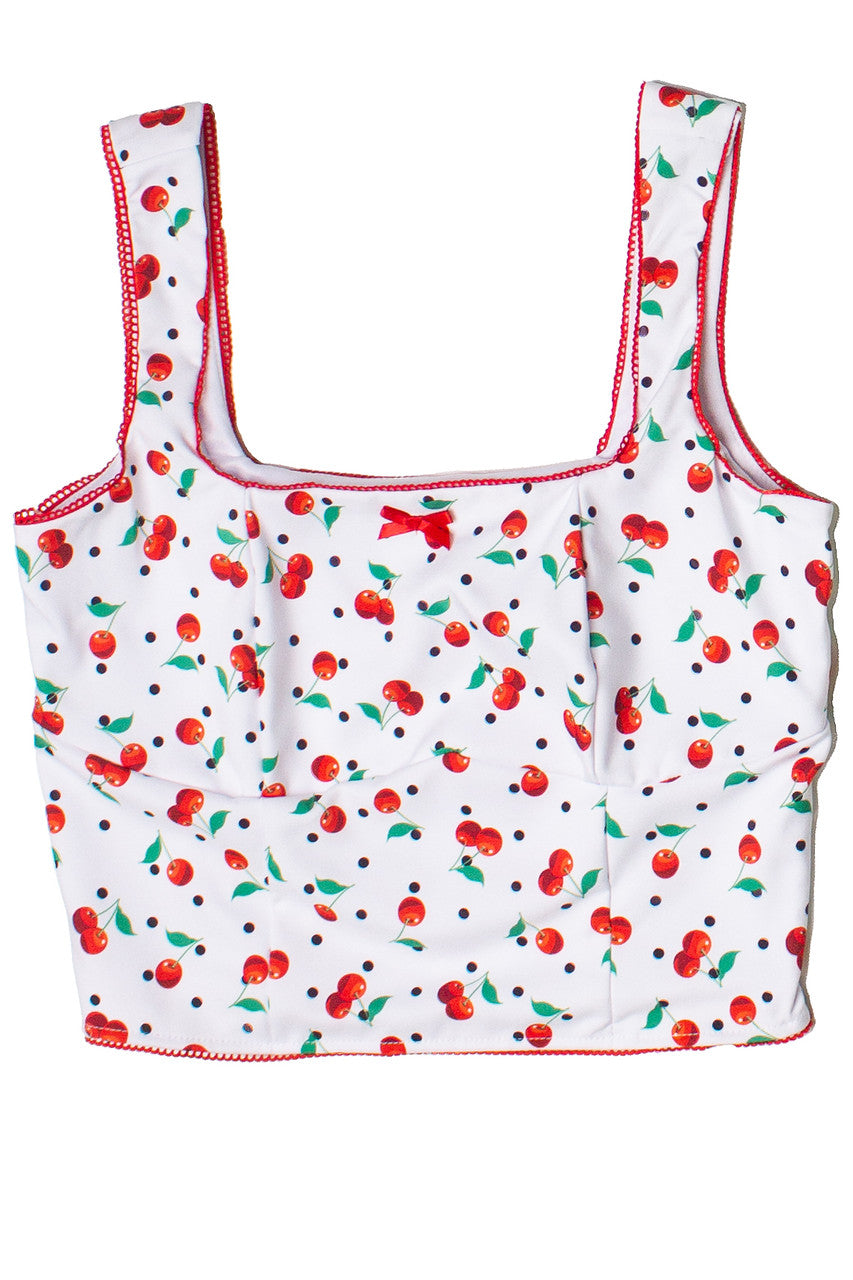 Patterned Picot Trim Bodice Tank