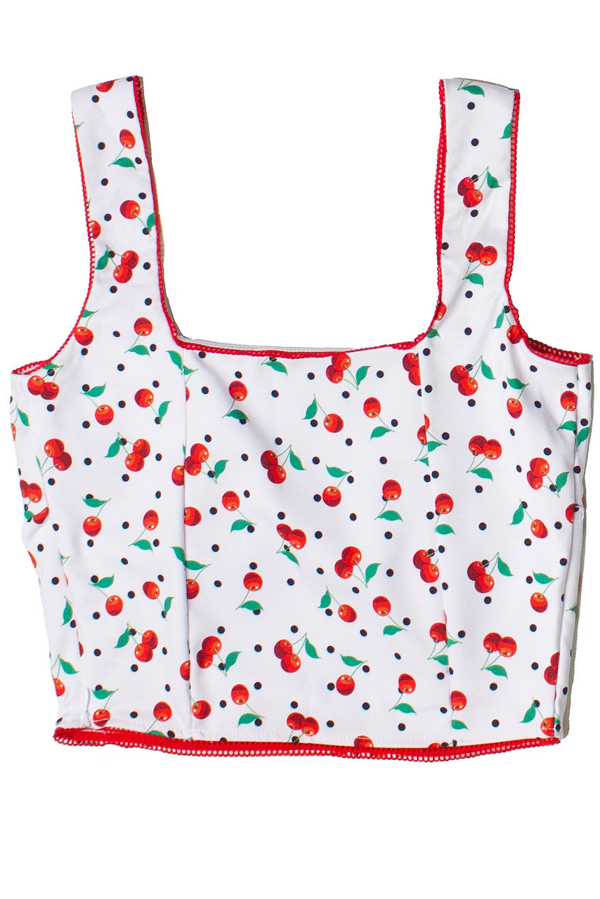 Patterned Picot Trim Bodice Tank