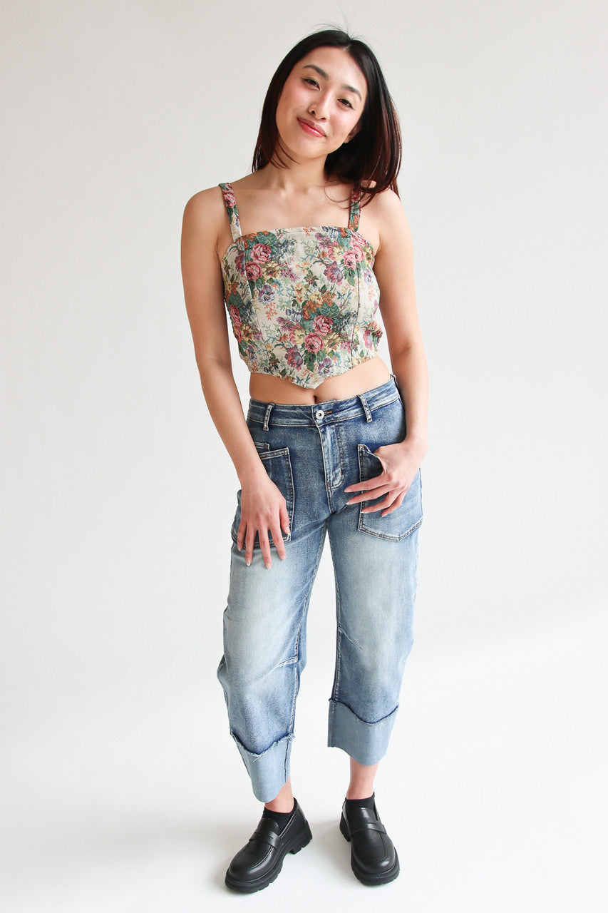 Patch Pocket Barrel Jeans