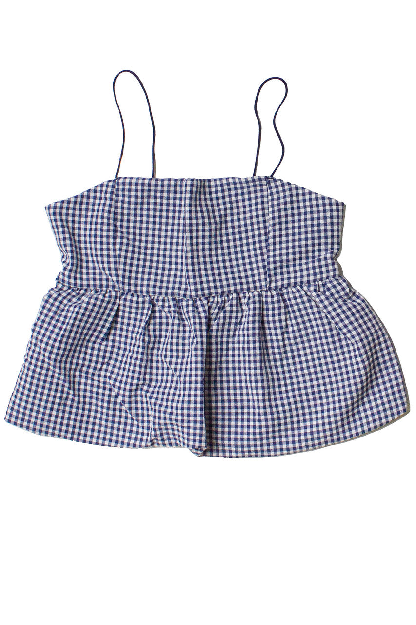 Gingham Peplum Bubble Hem Tank Top