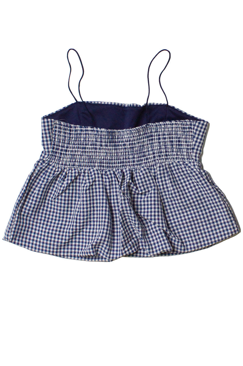 Gingham Peplum Bubble Hem Tank Top