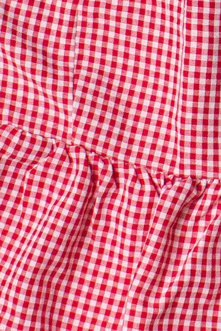 Gingham Peplum Bubble Hem Tank Top
