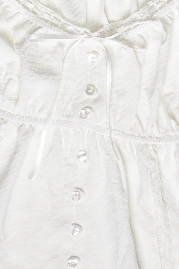 Lace Trim Babydoll Peasant Top