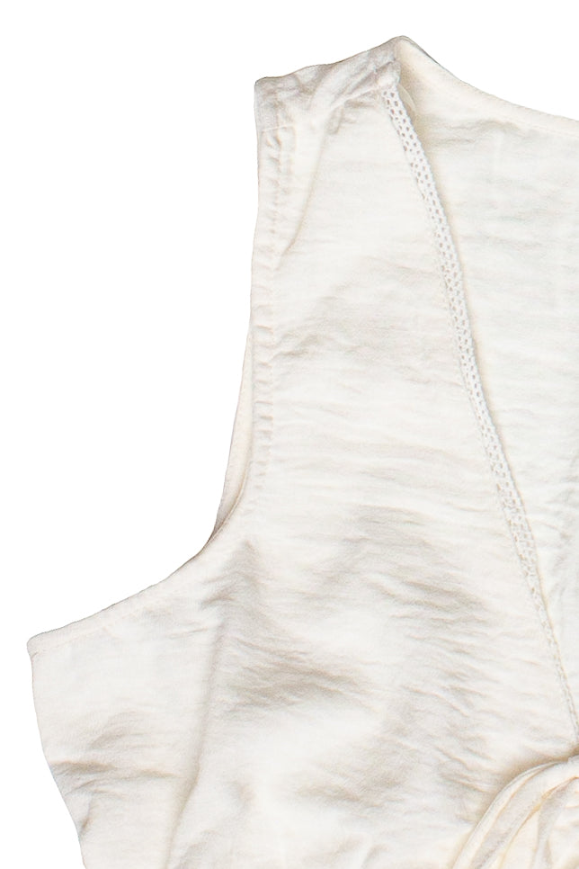 Lace Trim Beaded Tie Babydoll Tank Top