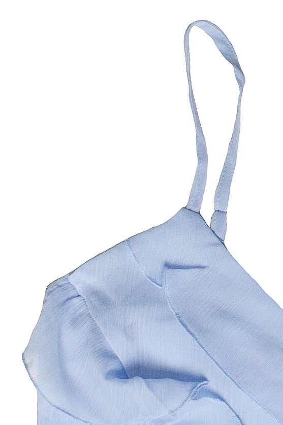 Ruffle Chiffon Cami Tank Top - Light Blue