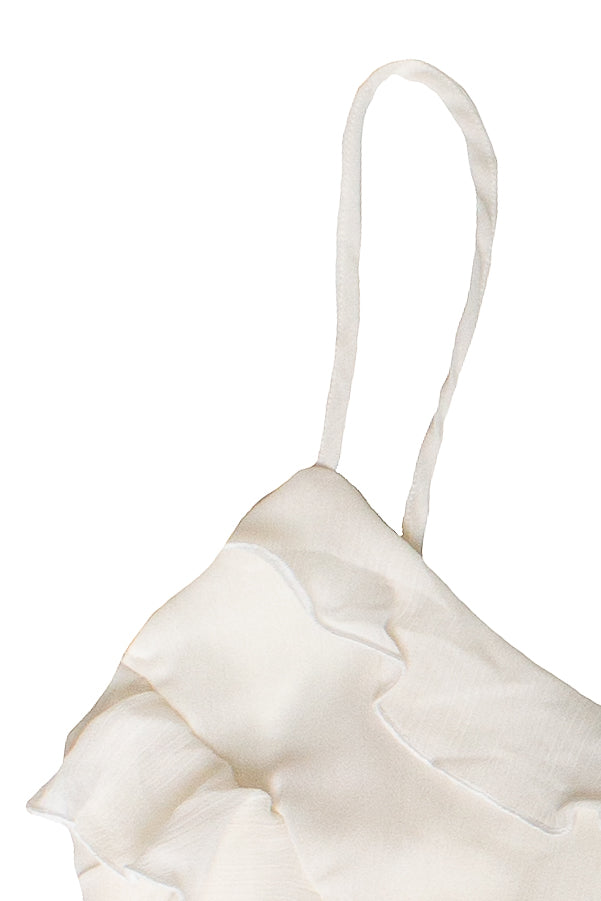 Ruffle Chiffon Cami Tank Top - Ivory