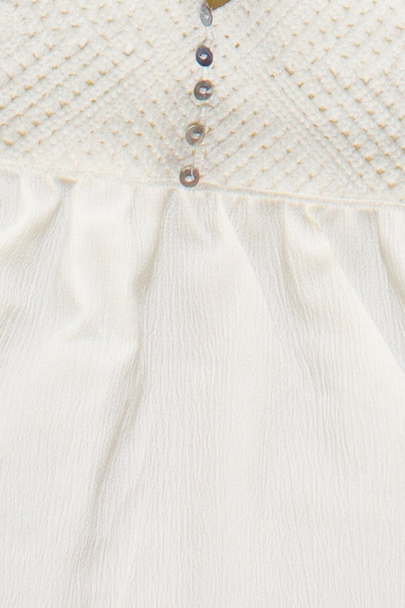Knit Top Babydoll Tank Top - Ivory