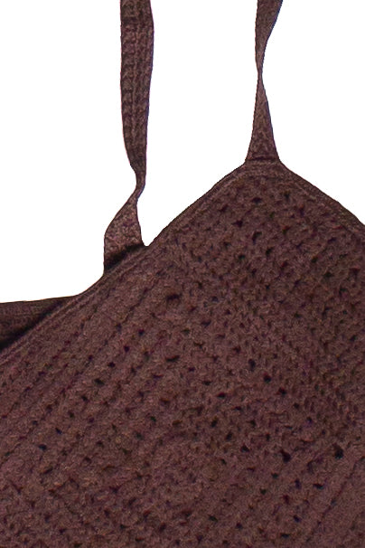 Knit Top Babydoll Tank Top - Brown