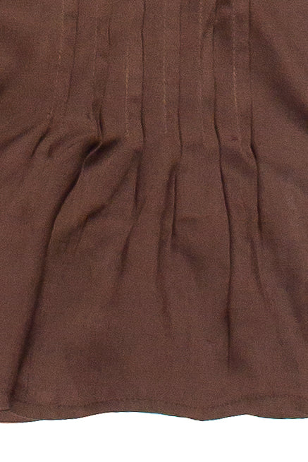 Pin Tuck Lace Trim Sleeveless Top - Brown