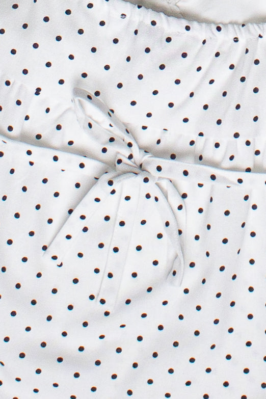 Polka Dot Linen Blend Babydoll Tank Top - White