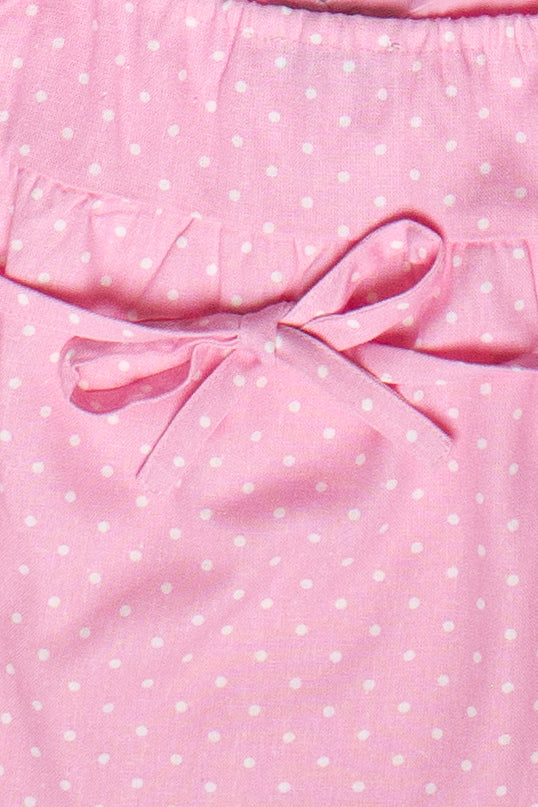 Polka Dot Linen Blend Babydoll Tank Top - Pink