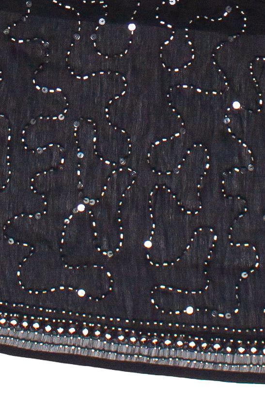 Beaded Chiffon Babydoll Top - Black