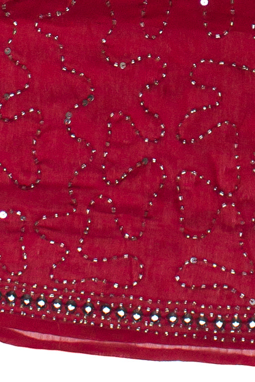 Beaded Chiffon Babydoll Top - Wine