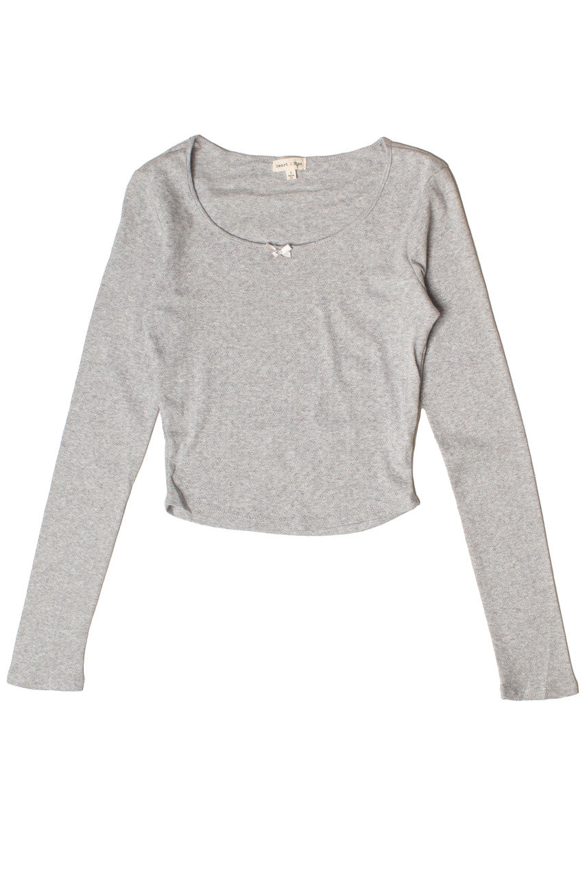 Long Sleeve Pointelle Bow Top