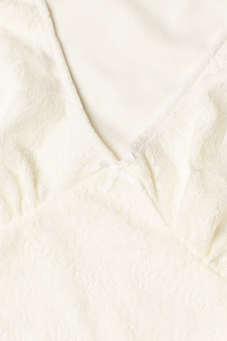 Bow Detail Lace V Neck Top