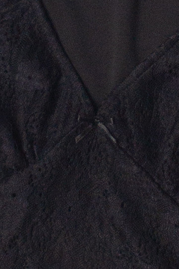 Bow Detail Lace V Neck Top