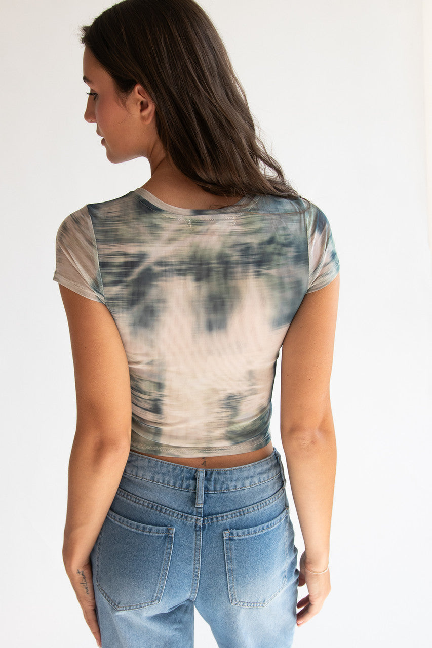 Mesh Rhinestone Butterfly Tee