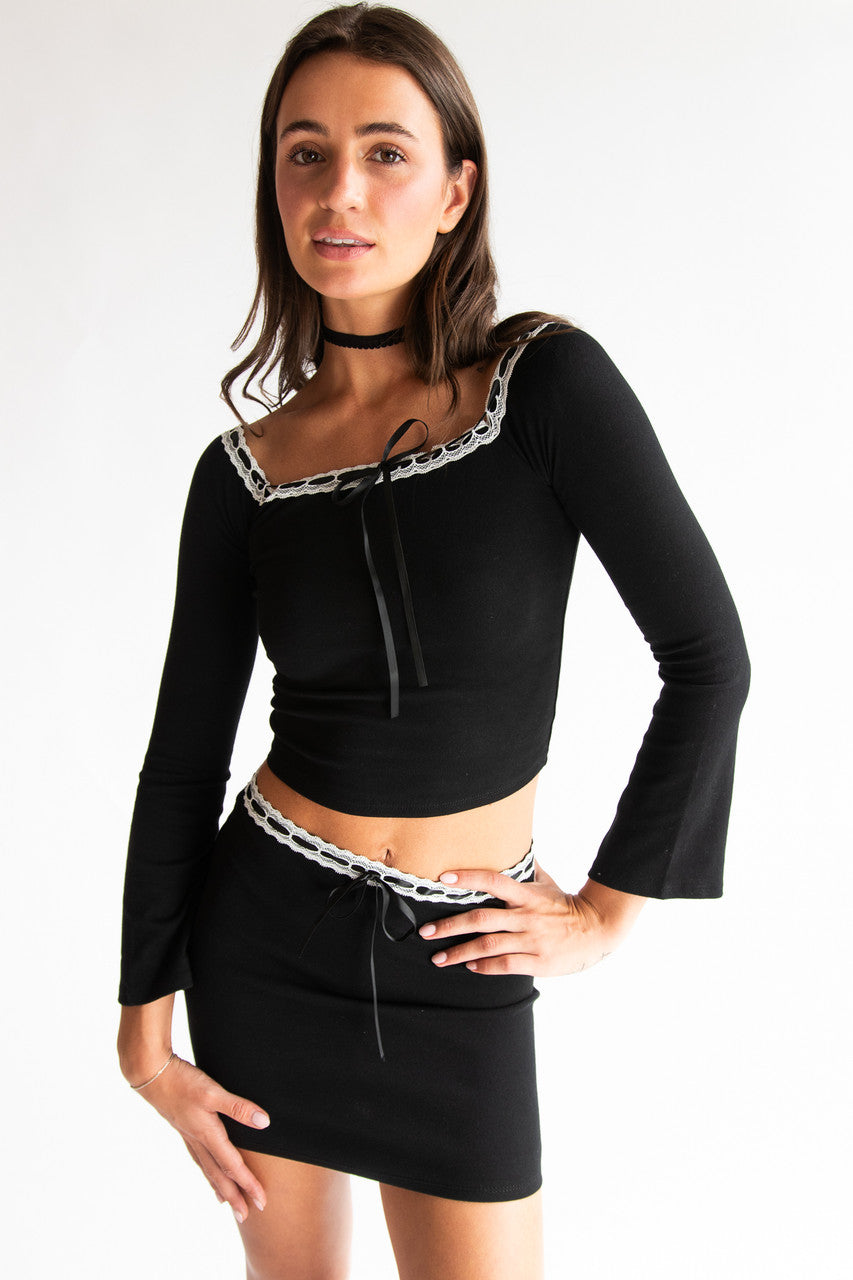 Ribbon Lace Off The Shoulder Top
