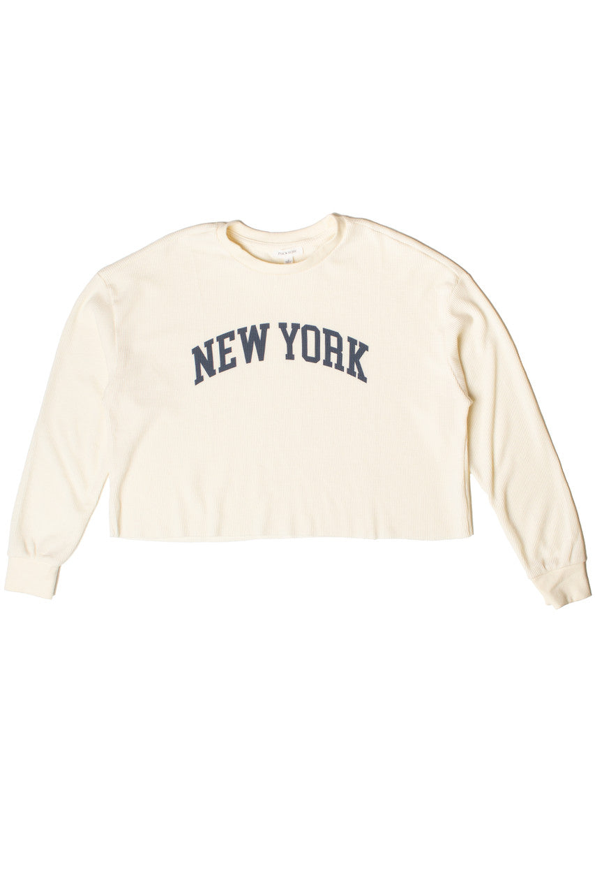 Waffle Knit New York Crop Top
