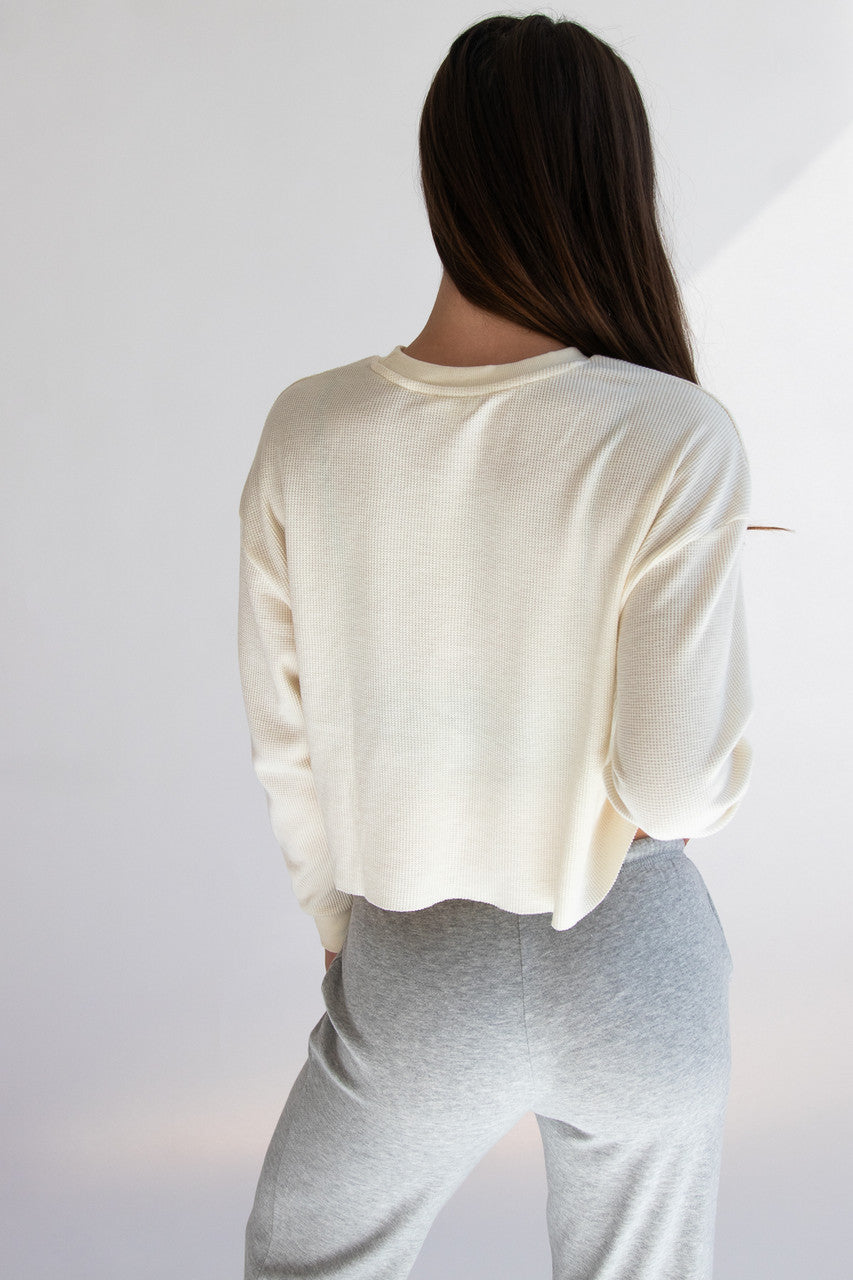 Waffle Knit New York Crop Top