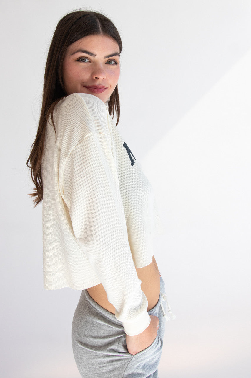 Waffle Knit New York Crop Top