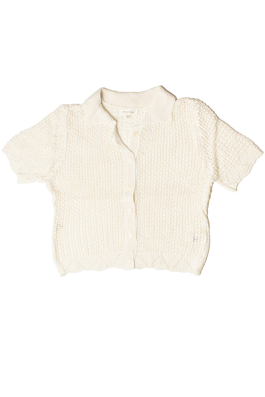 Short Sleeve Collared Crochet Cardigan