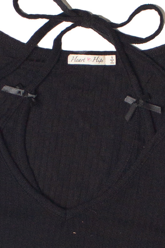 Layered Halter Bow Long Sleeve Top