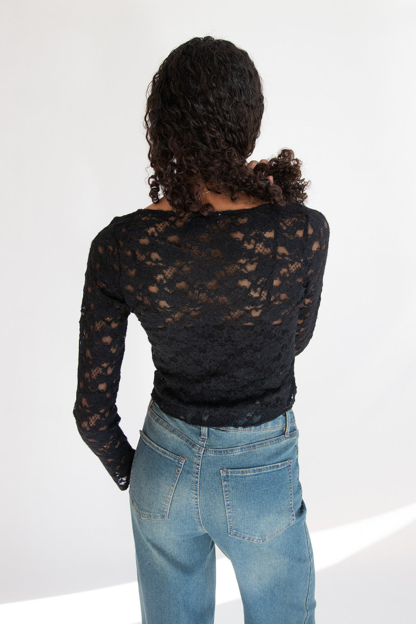 Rose Bud Lace Long Sleeve Top
