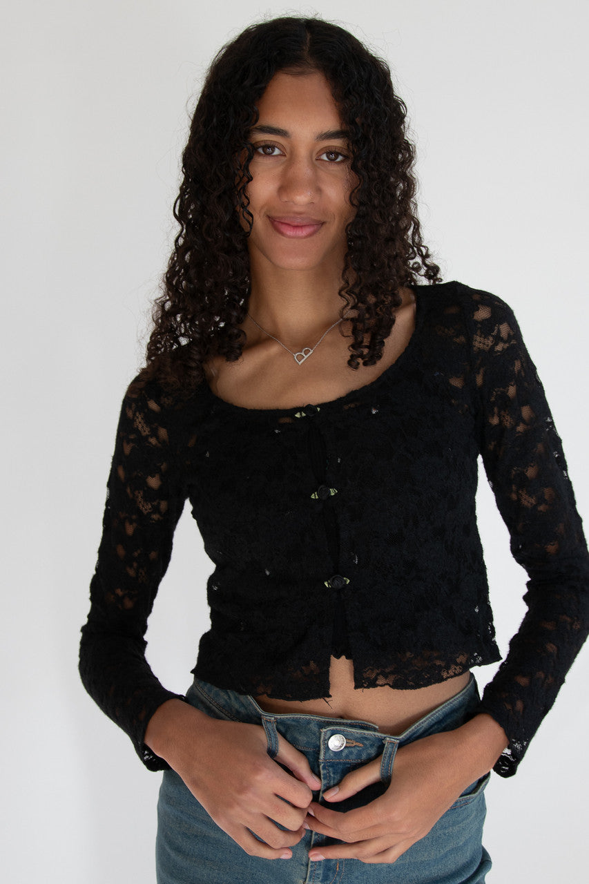 Rose Bud Lace Long Sleeve Top