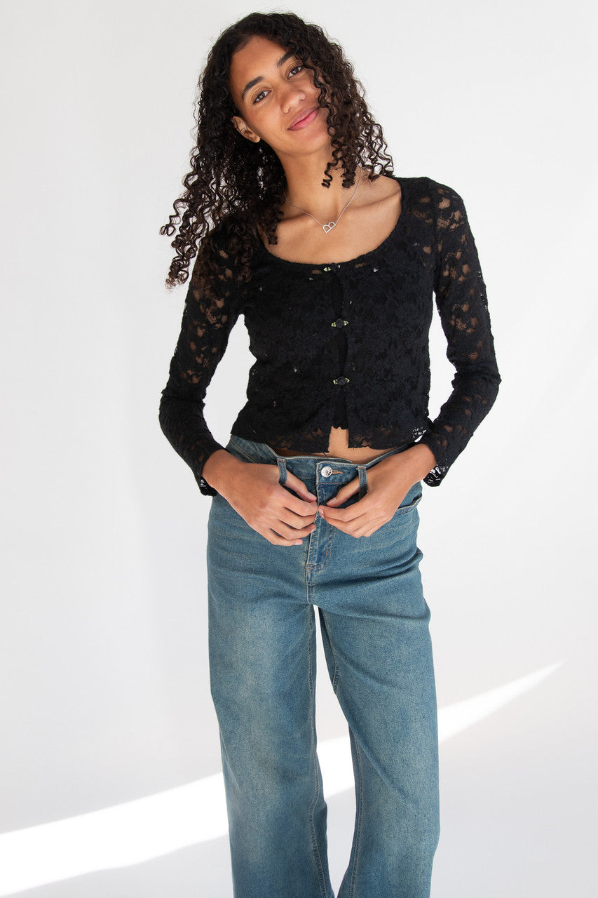 Rose Bud Lace Long Sleeve Top
