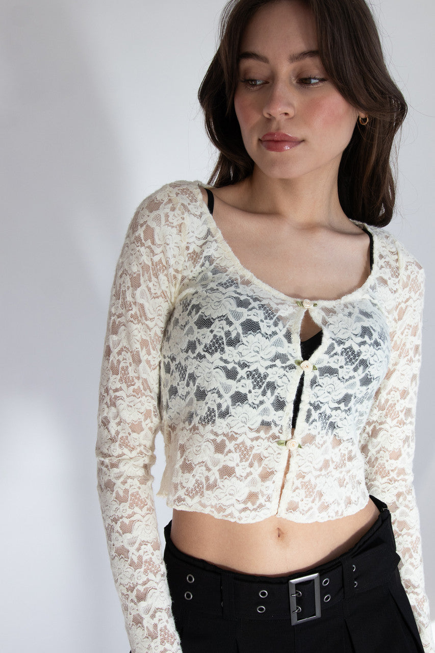 Rose Bud Lace Long Sleeve Top