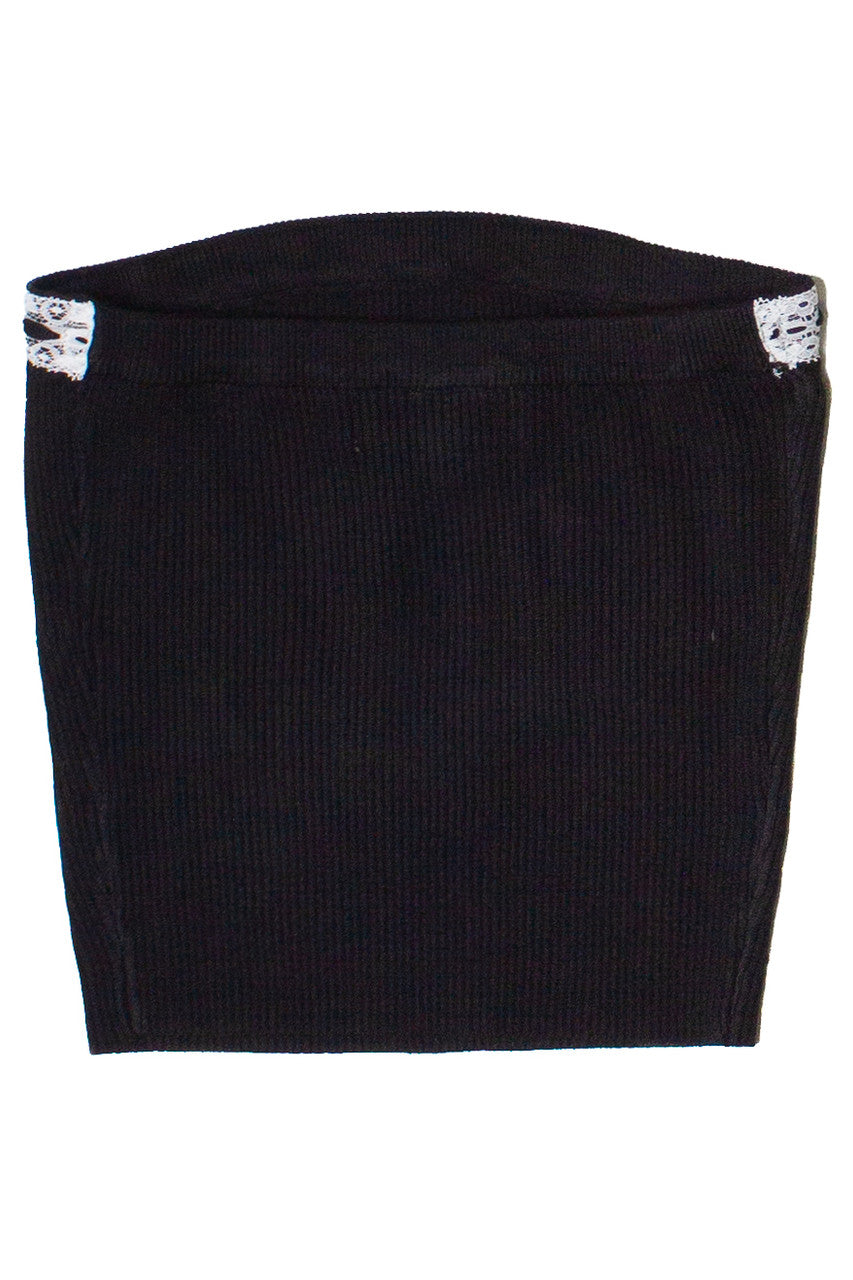 Lace Trim Ribbed Tube Top