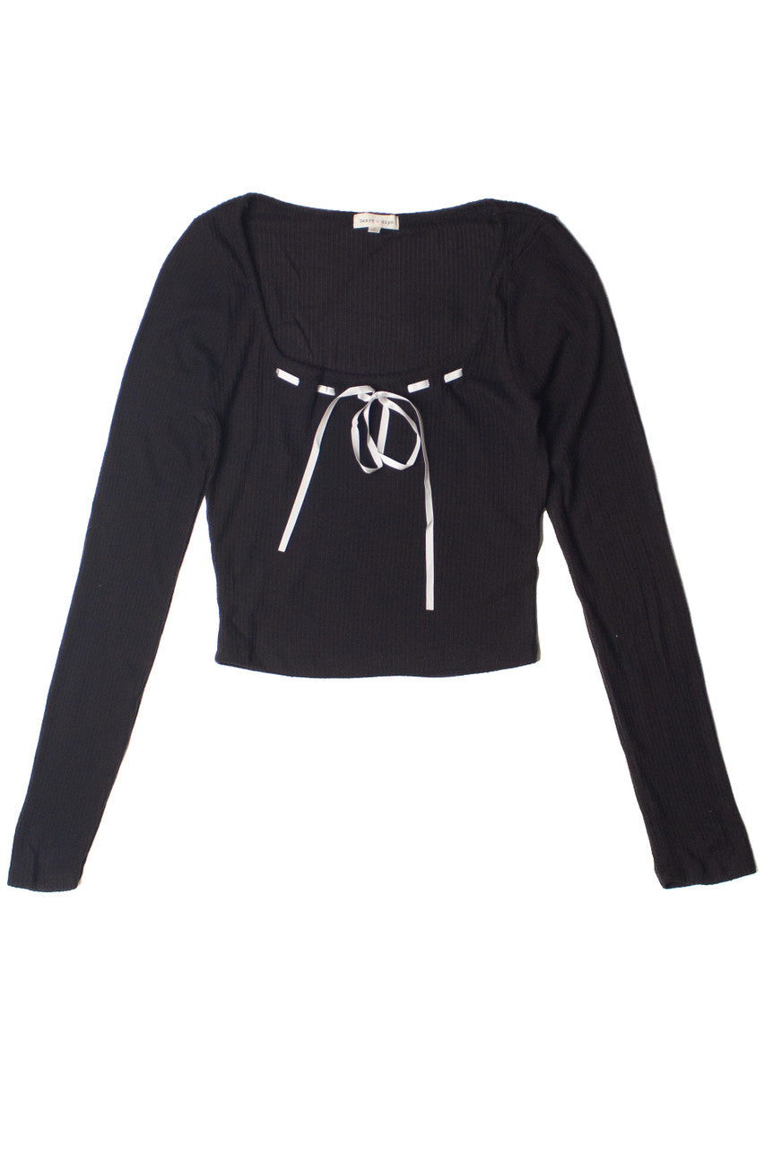 Long Sleeve Ribbon Bow Top