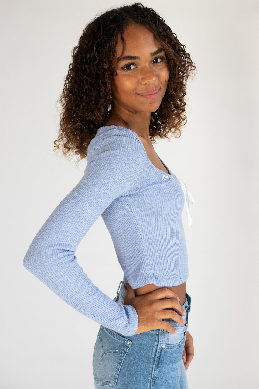 Long Sleeve Ribbon Bow Top