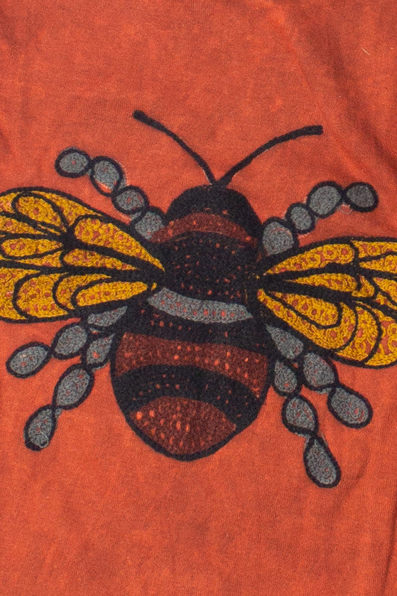 Embroidered Bee Mineral Wash Crop Hoodie