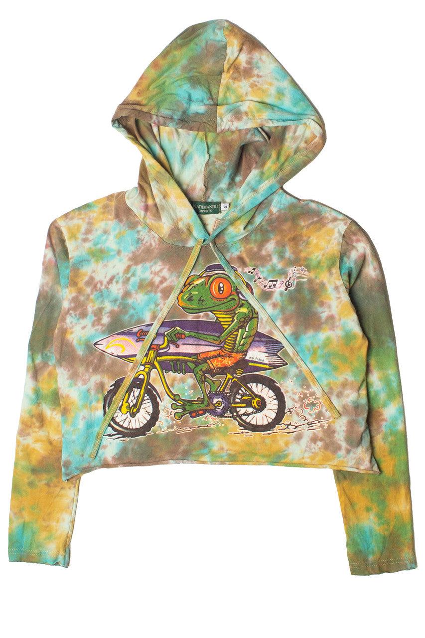 Cool Lizard Dude Tie Dye Cropped Hoodie