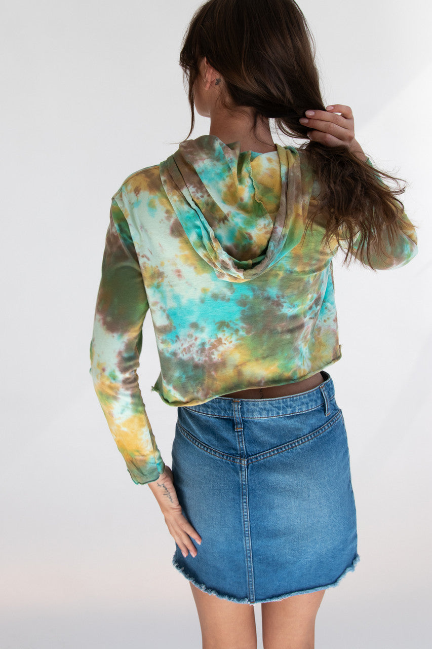 Cool Lizard Dude Tie Dye Cropped Hoodie