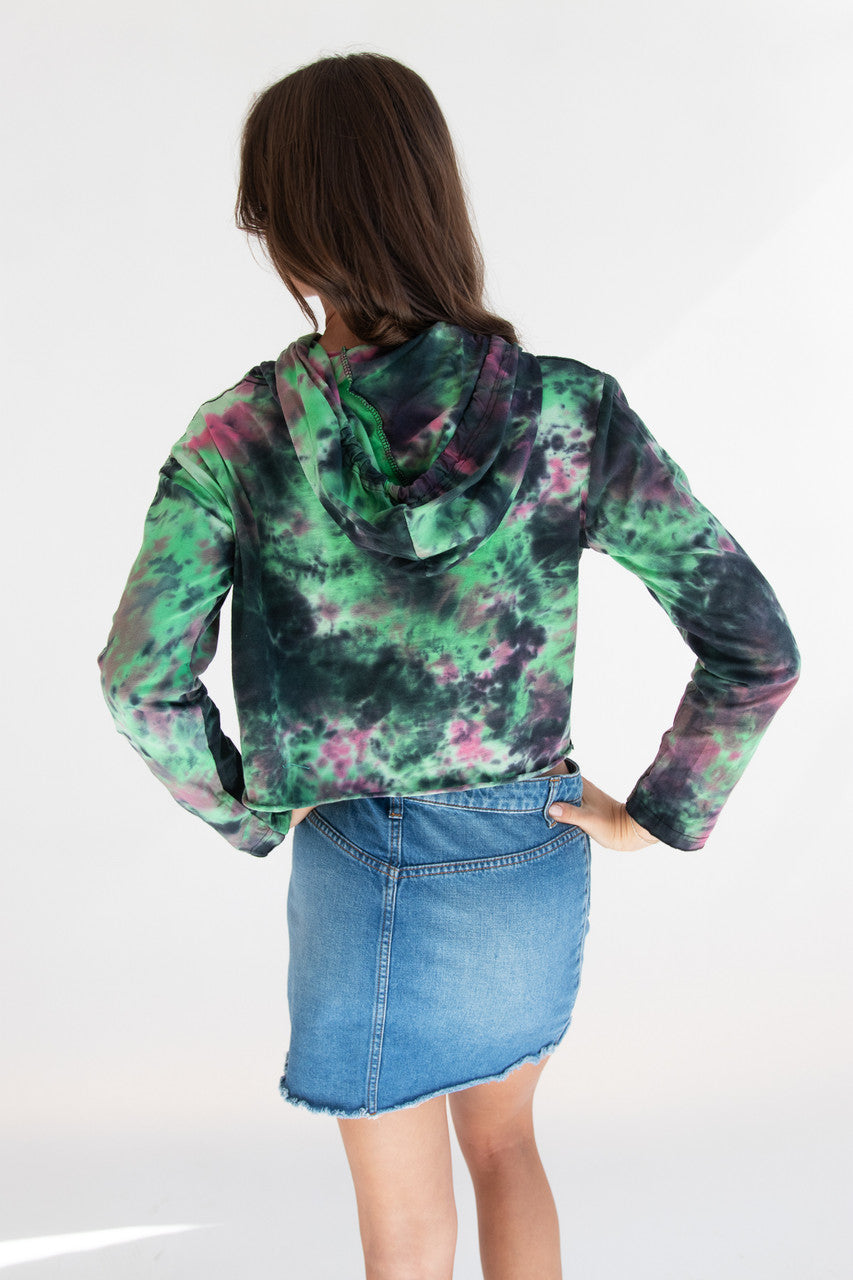 Trippy Frog Tie Dye Cropped Hoodie