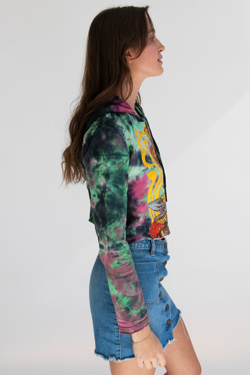 Trippy Frog Tie Dye Cropped Hoodie